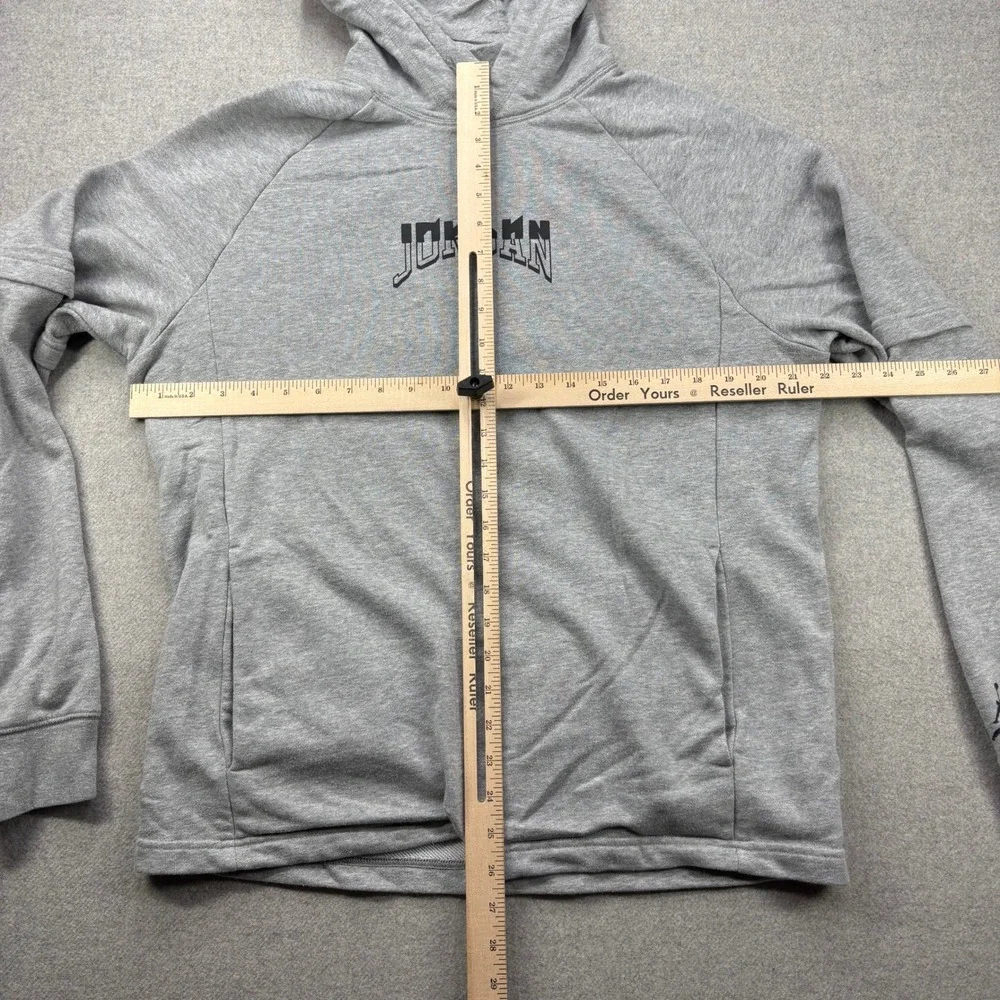 Nike Air Jordan Dri-FIT Hoodie Mens M Gray‎ Double Sided Graphic Fleece Pullover